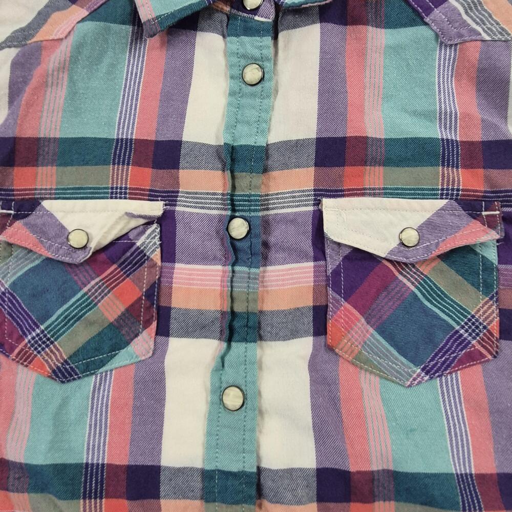 American Eagle Outfitters Shirt Womens Medium Plaid Snap Front Long Sleeve - Picture 5 of 10